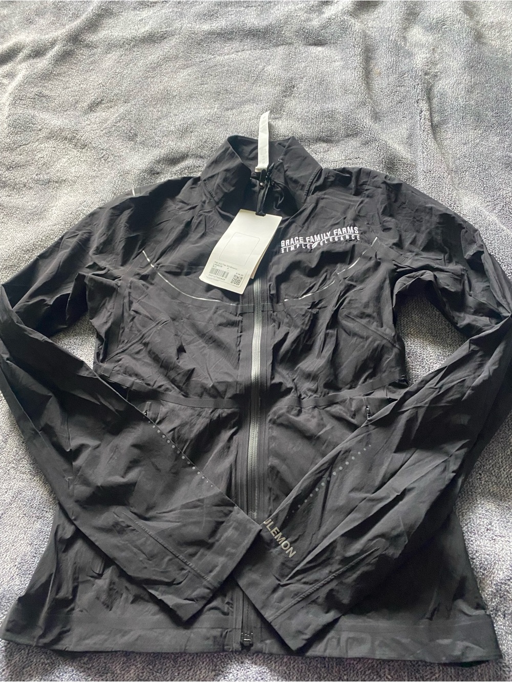 lululemon athletica Black Windbreaker with White Embroidered Logo